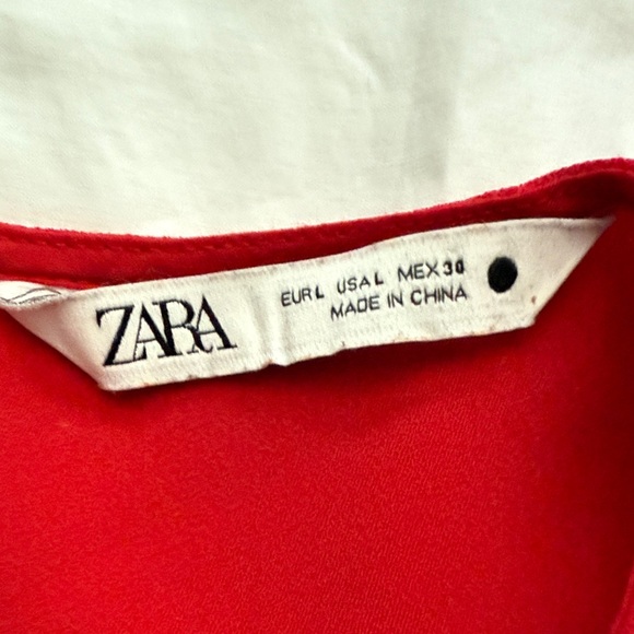 Zara Vibrant Red Blouse with Tie Detail - Picture 2 of 3